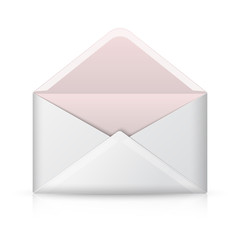 Blank realistic vector opened envelope. Isolated on white