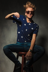 Fototapeta premium fashion man with funny hairstyle is having fun