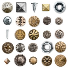 Rivet, closeup, isolated.