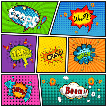 Comic speech bubbles background divided by lines vector

