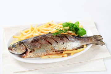 Grilled trout with French fries