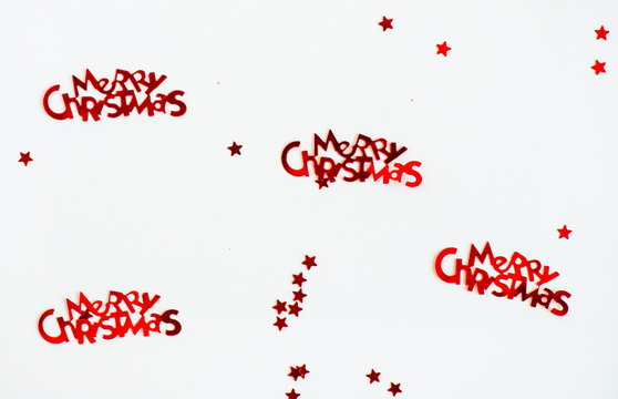Merry Christmas letters and little Red Stars