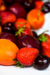 Naklejka na ściany i meble Summer Berries and Fruits cherries, strawberries, plums, apricot
