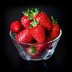 Strawberries on a black background