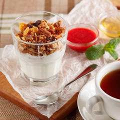Yogurt with muesli and nuts
