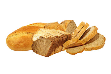 Different kinds of bread.Isolated.
