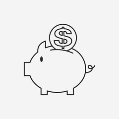 financial piggybank line icon