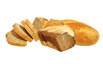 Different kinds of fresh bread.Isolated.