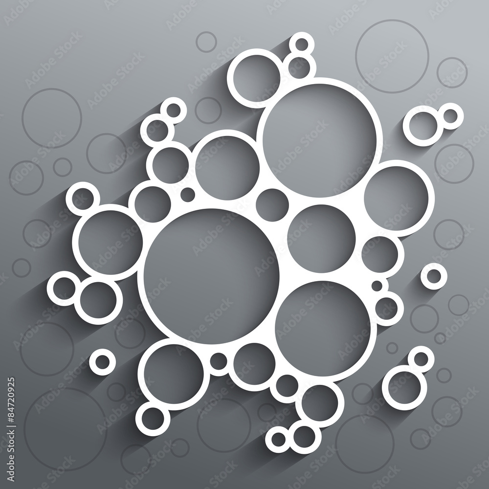 Aufkleber abstract infographics white circles with shadow on grey backgrou