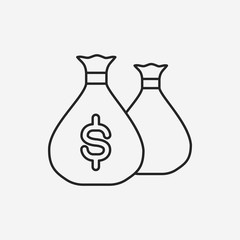 financial money bag line icon