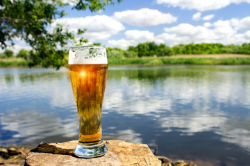 a glass of cold beer