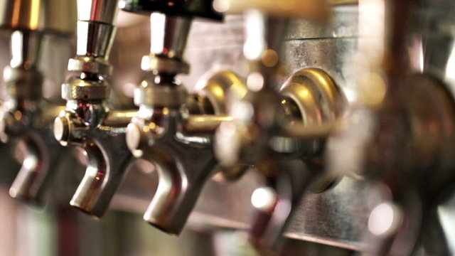Bartender pouring draft beer in the bar.