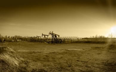 Oil pumps on a oil field.
