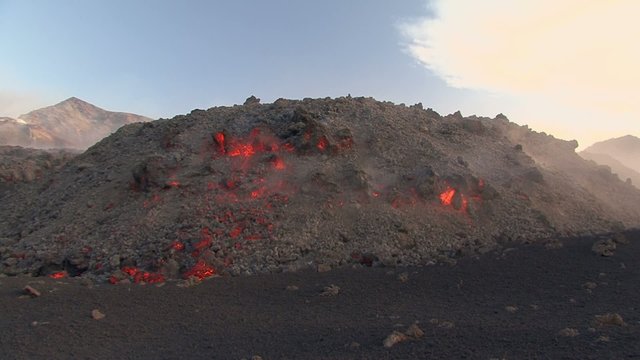 Lava AA. Etna eruption in May 2015