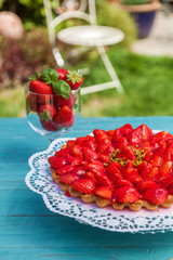 Erdbeerkuchen mit Pistazien