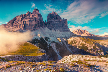 Colorful summer evening in the National Park Tre Cime di Lavared