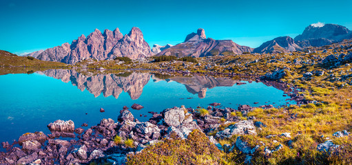 Colorful summer panorama of the Lago Rienza - Ursprung