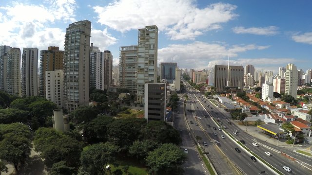 Aerial View of Sao Paulo skyline, Brazil