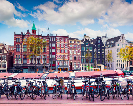 Colorful spring morning in the Amsterdam