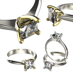 Big collection with diamond Rings.. Jewelry background
