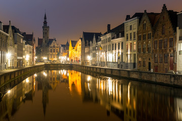 Fototapeta premium Bruges, Belgium at night