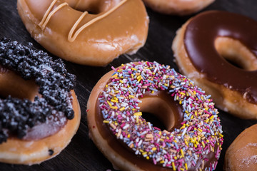 close view on hand decorated artisan donut