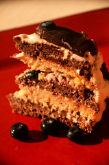 Piece of vanilla-chocolate cake