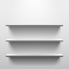 Shelves with shadow in empty white room