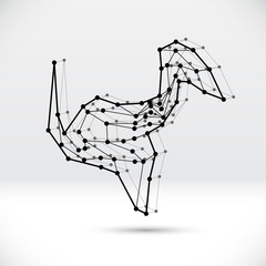 Abstract 3D wireframe shape with connected structure