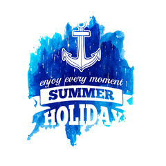 Sign, label, logo or emblem of summer holidays with an anchor on © uniyok