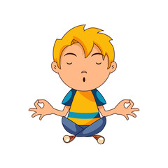 Child doing yoga, meditating