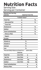 Nutrition Facts Vector Food Label