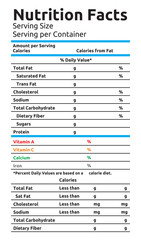 Nutrition Facts Vector Food Label