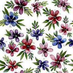 Seamless pattern wiht watercolor flowers