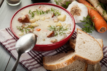 Sour soup made of rye flour
