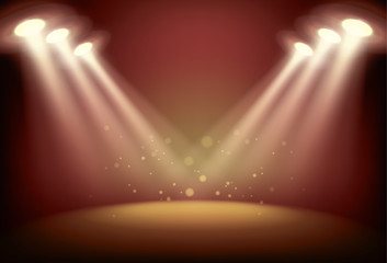 Illuminated stage with scenic lights vector background