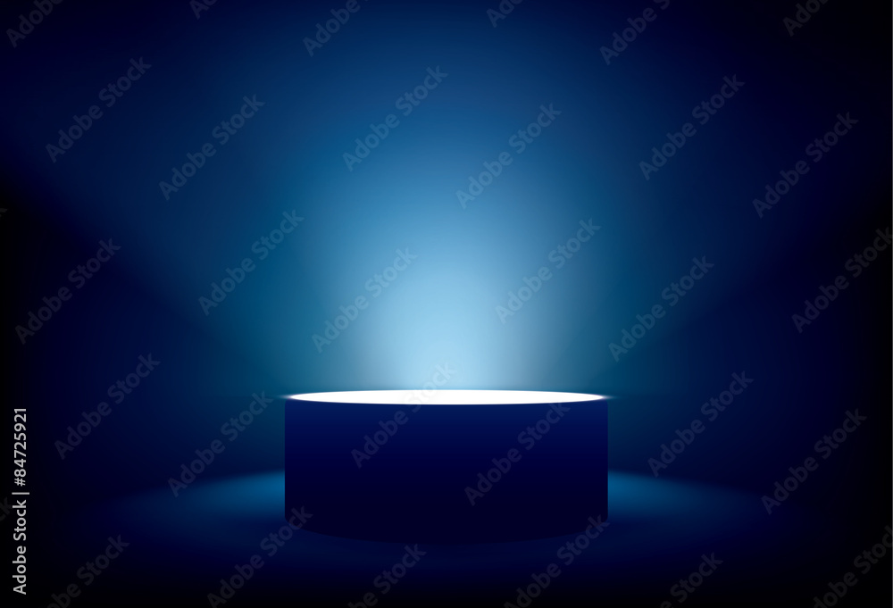 Wall mural illuminated stage showcase with lights, vector background