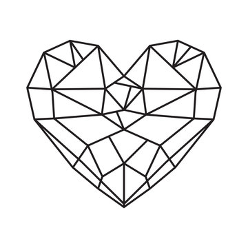 Diamond heart - low poly vector heart