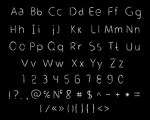 Fototapeta na wymiar Vector chalk alphabet and numbers