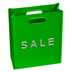 Green shopping bag with word sale