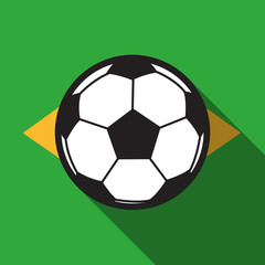 Obraz premium football icon with Brazil flag background,long shadow vector