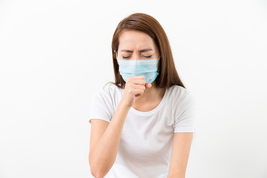 Asian woman cough with mask