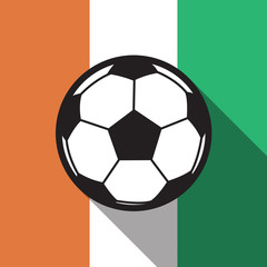 football icon with Ivory Coast flag background,long shadow 