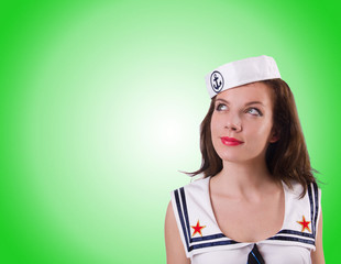 Woman sailor in marine concept