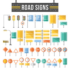 Flat road signs set