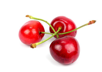 Heart shaped cherry berries isolated on white background cutout