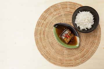 Saba fish in teriyaki sauce and rice