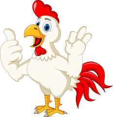 Happy cartoon chicken thumb up