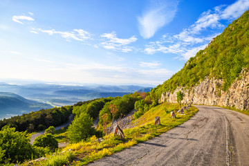 Fototapeta na wymiar Winding mountain road in Balkan Mountains