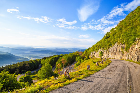 Winding mountain road in Balkan Mountains